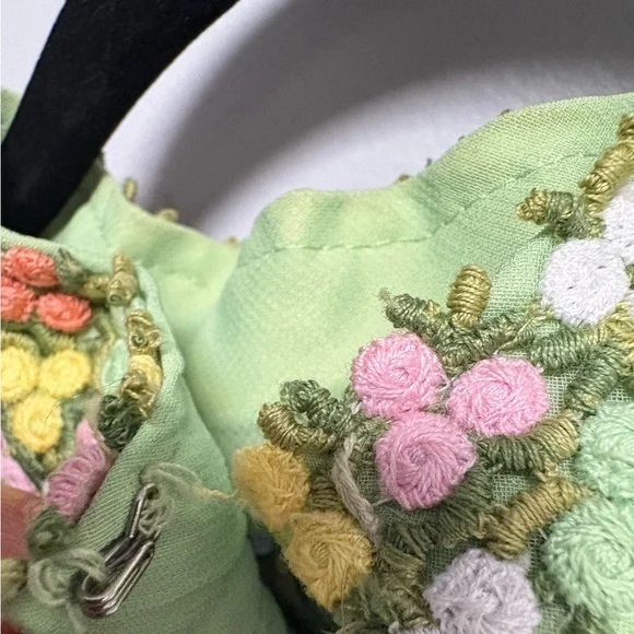 Elegant Green Embellished Handsmade Women's Vintage 70’s Dress - Picture 3 of 11